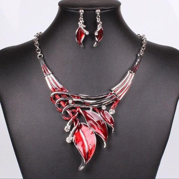 Jewelry - Red Enamel Jewelry Set